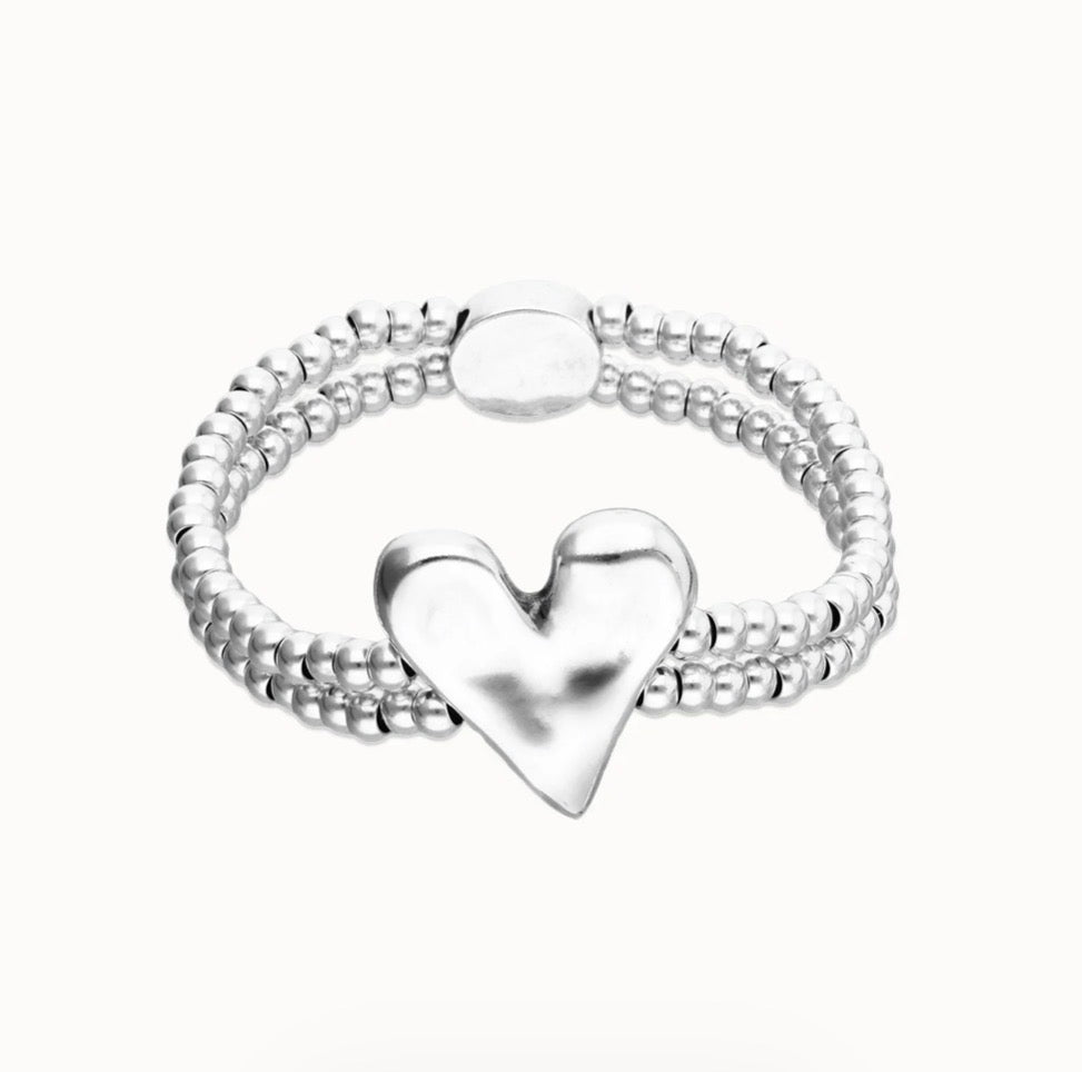 Uno de 50 Double Elastic Bracelet With Heart Detail Silver