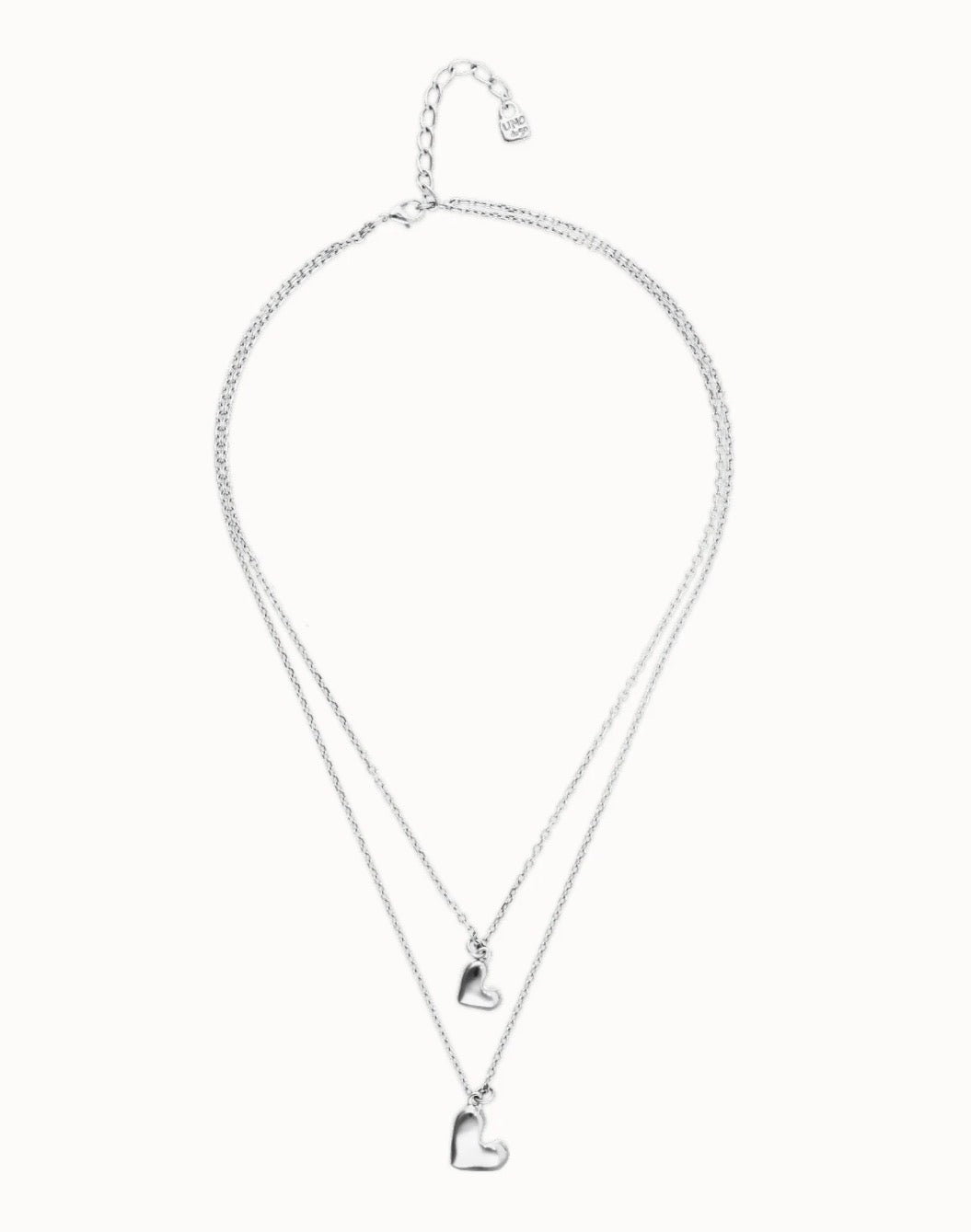 Uno de 50 Multi Strand Chain Necklace With Two Hearts