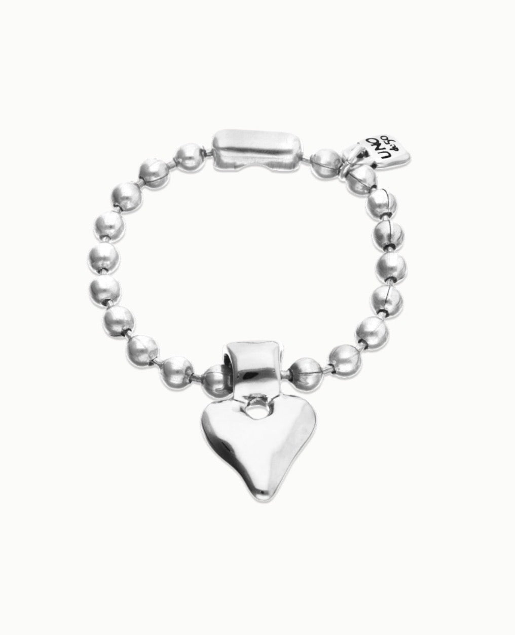 Uno de 50 Bead Bracelet With Heart Detail Silver
