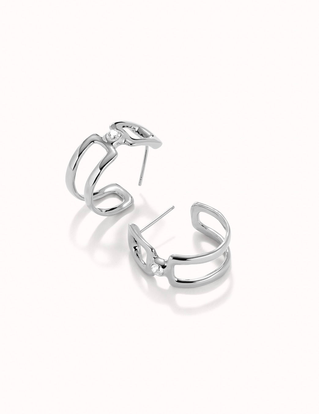 UNOde50 Double Hoop Topaz Earrings Silver