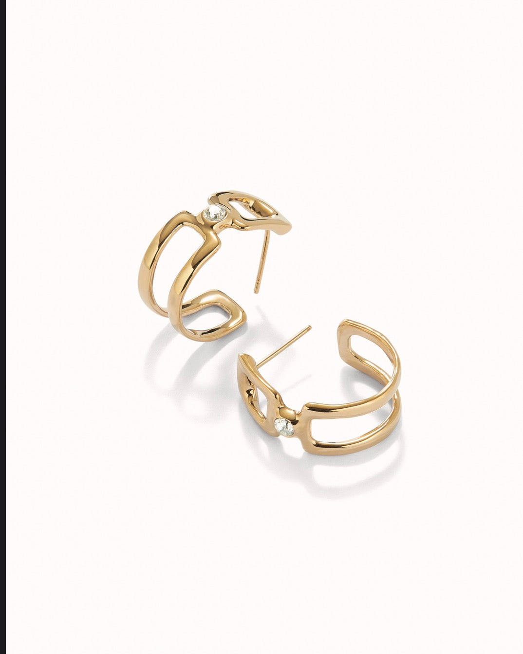 Uno de 50 Double Hoop Topaz Earrings Gold