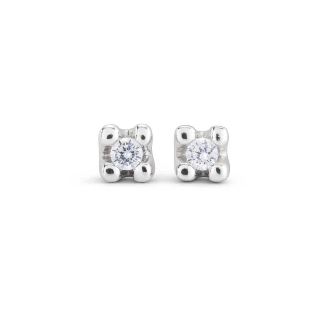Uno de 50 Cosmos White Zircon Square Stud Earrings