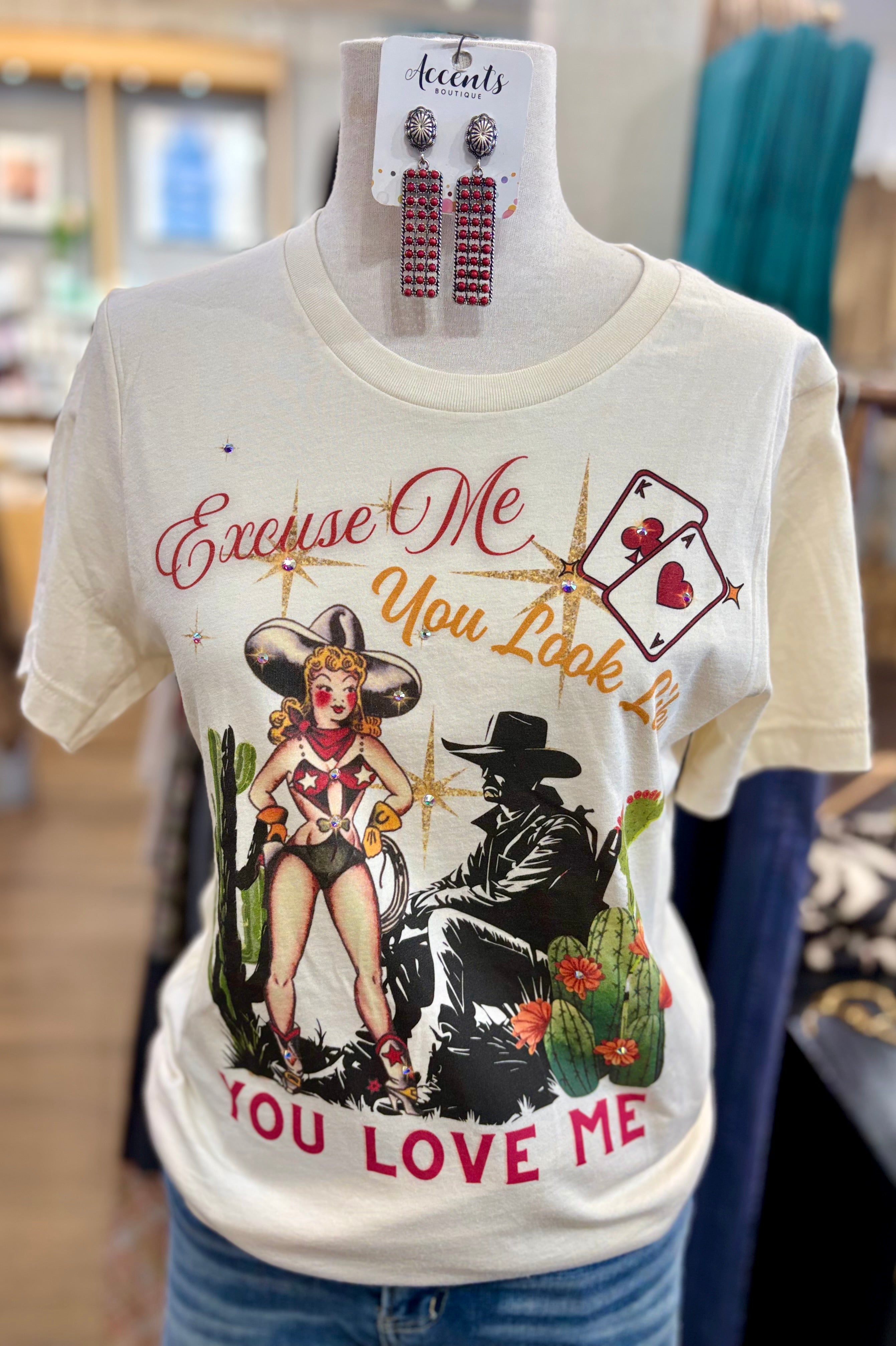 Excuse Me You Look Like You Love Me Bling Tee