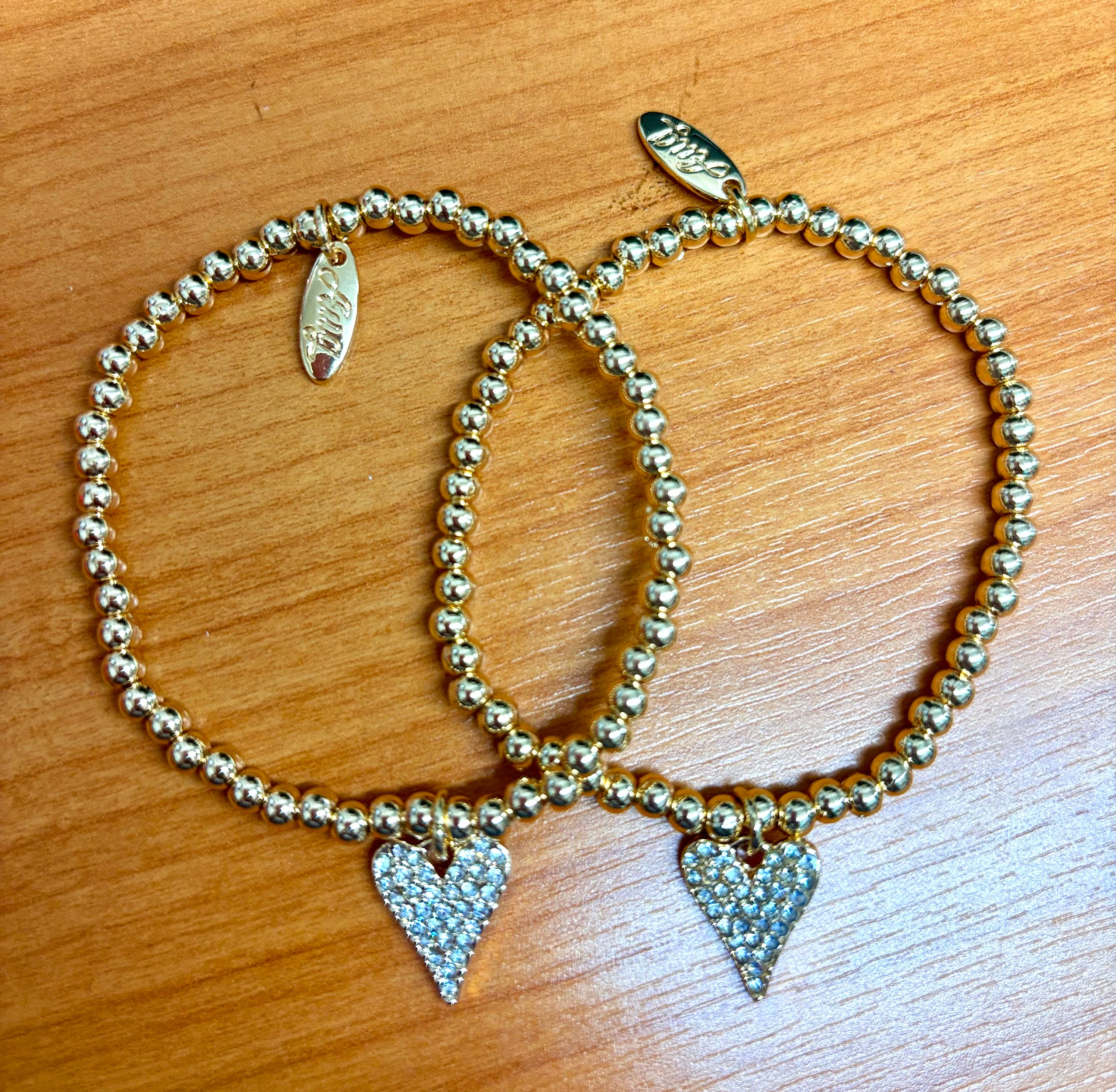 Crystal Heart Beaded Stretch Bracelet