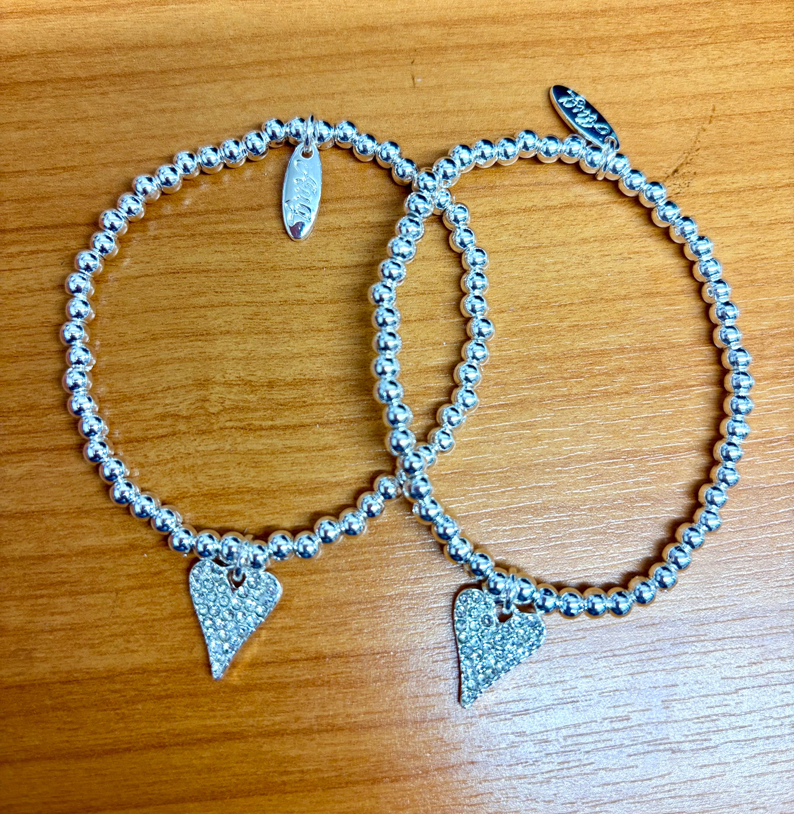 Crystal Heart Beaded Stretch Bracelet