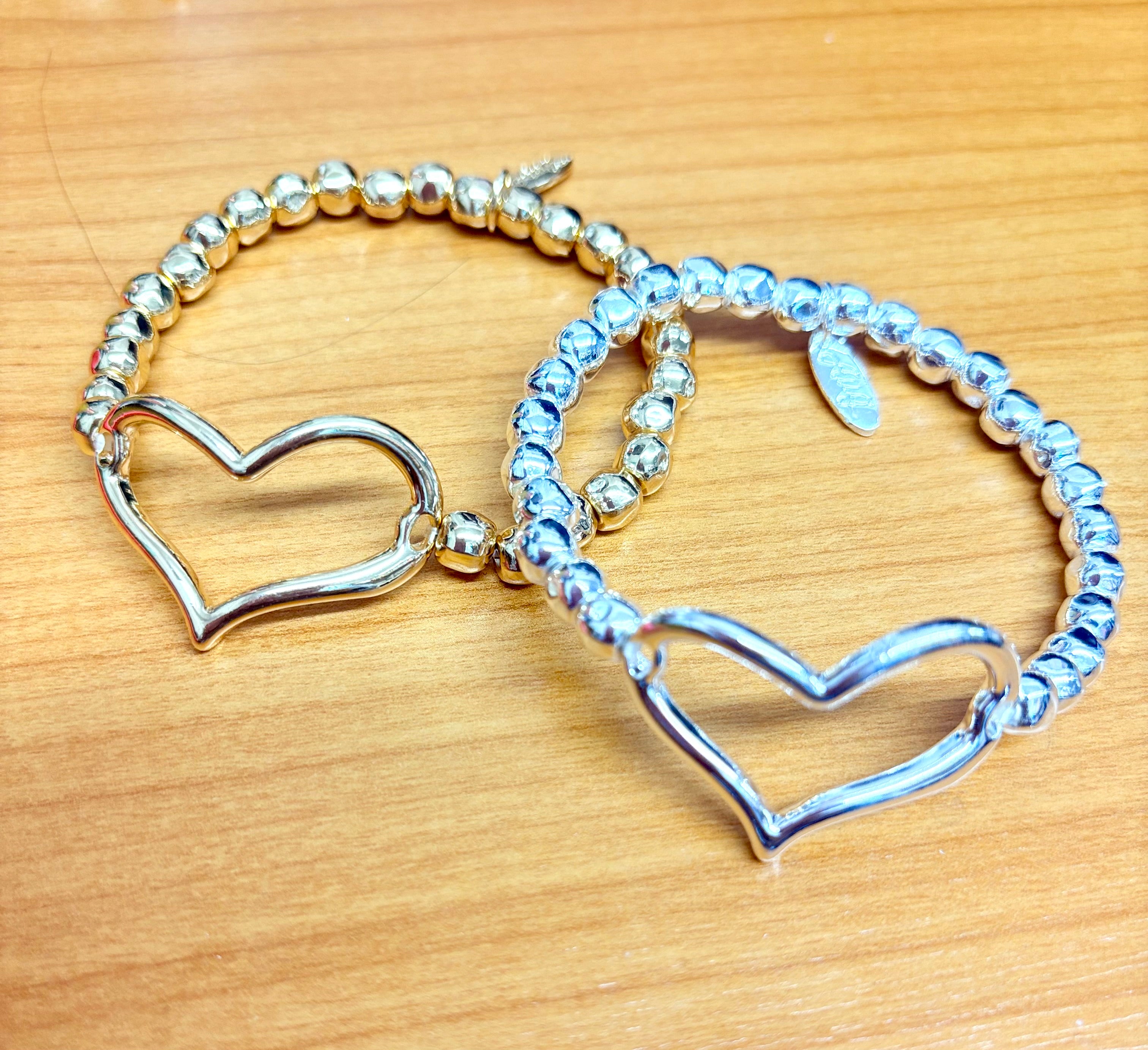 Open Heart Beaded Stretch Bracelet