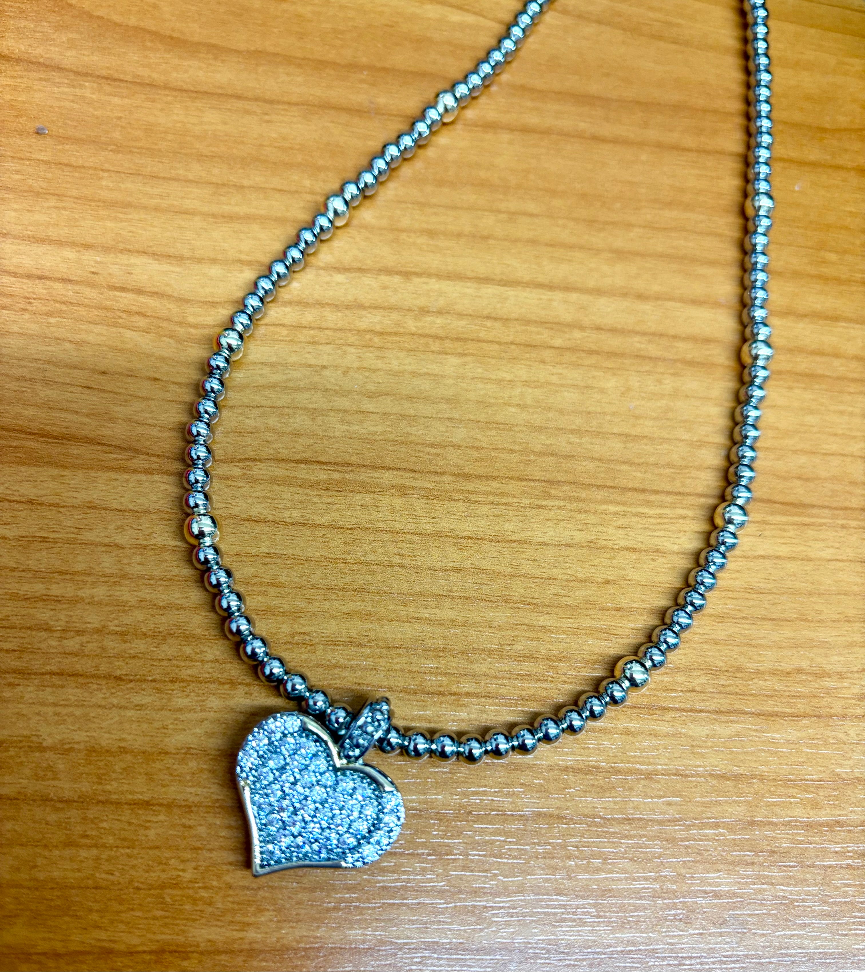 Crystal Heart Beaded Necklace