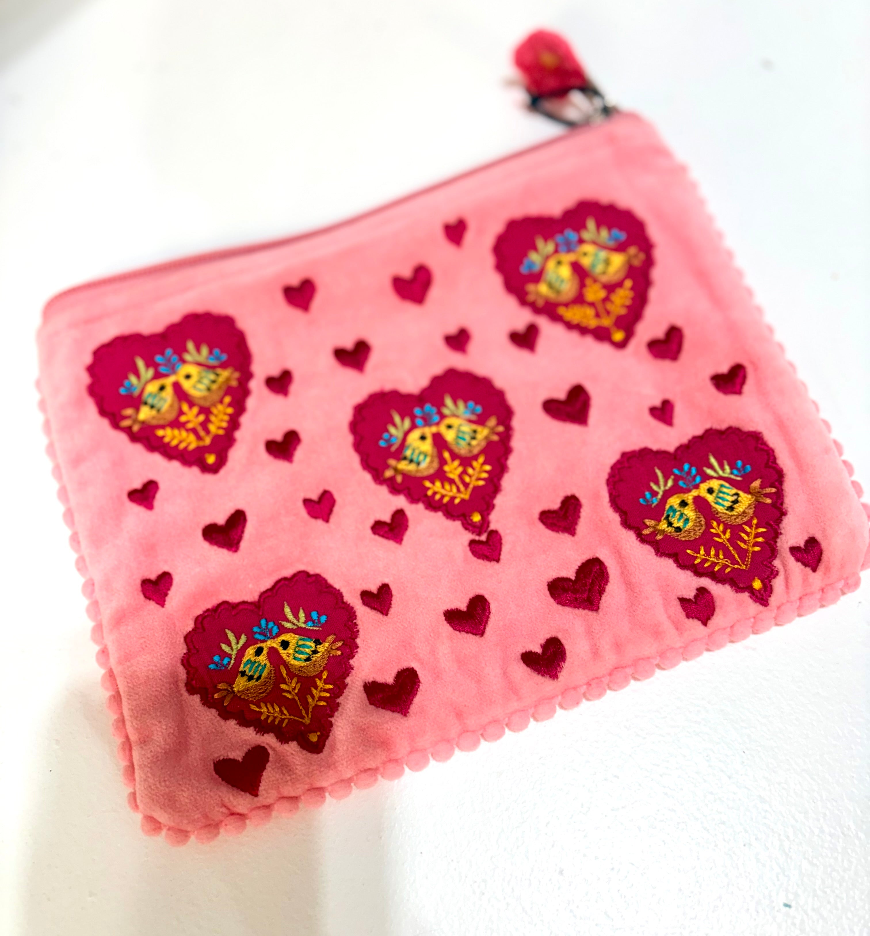 Pink Heart Zipper Pouch