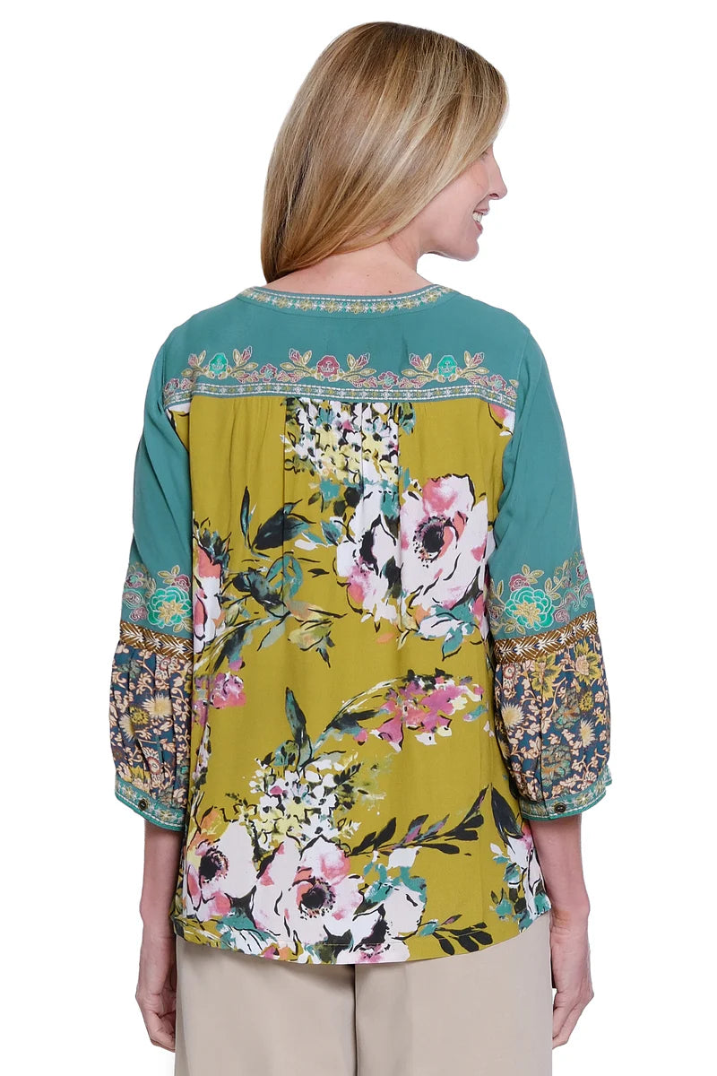 John Mark Green Floral Woven Embroidered Tunic