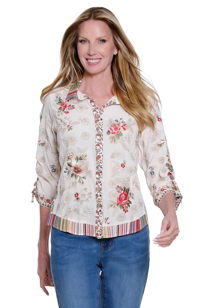 John Mark Woven Embroidered Tunic with Back print