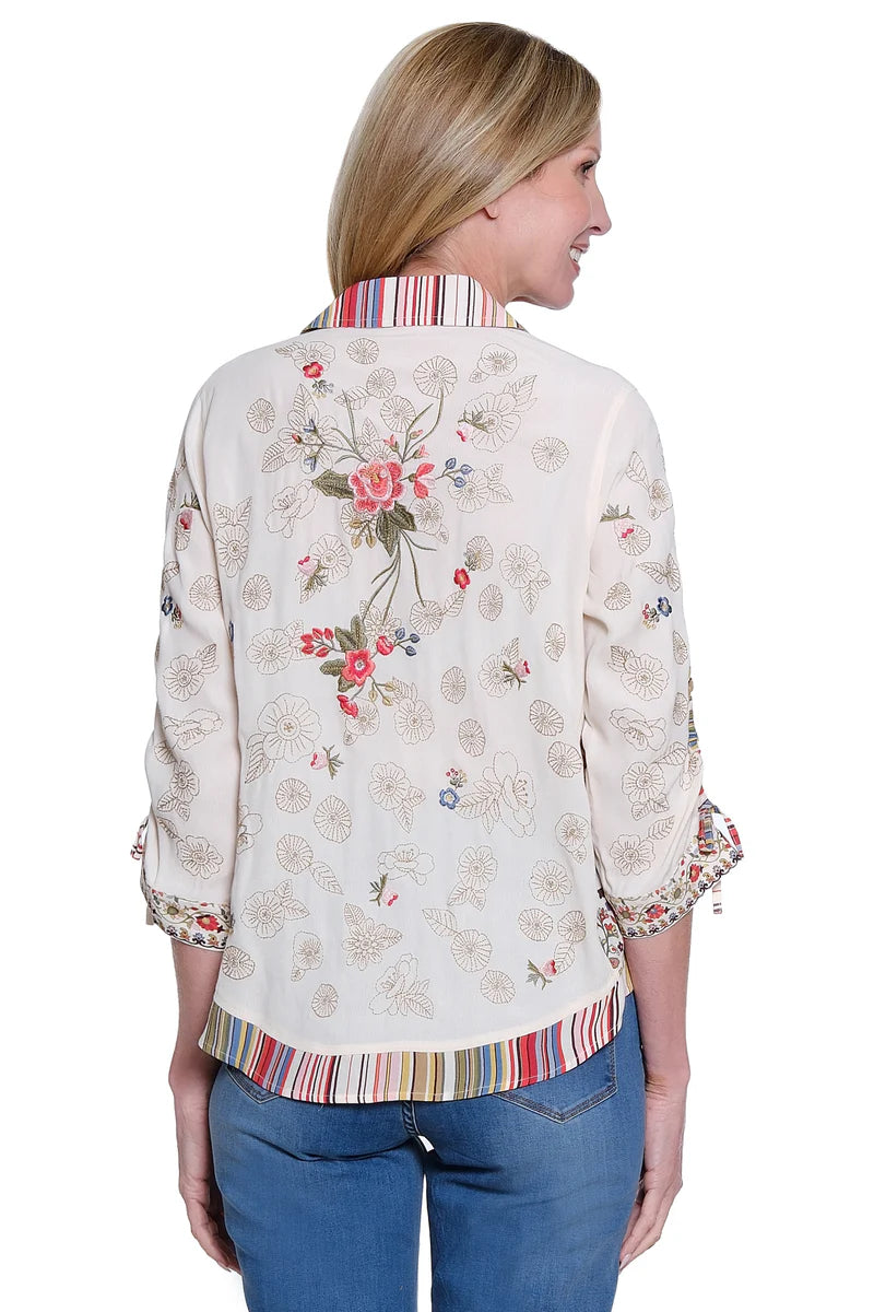 John Mark Woven Embroidered Tunic with Back print