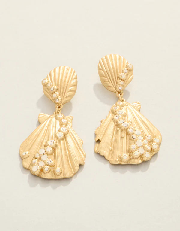 Spartina Scallop Shell Earrings White Opal