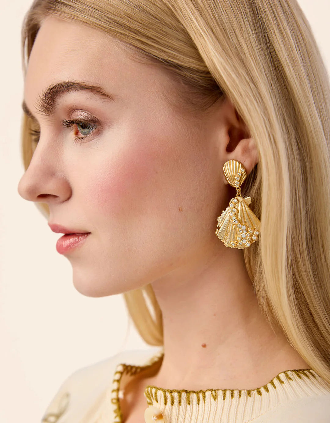 Spartina Scallop Shell Earrings White Opal