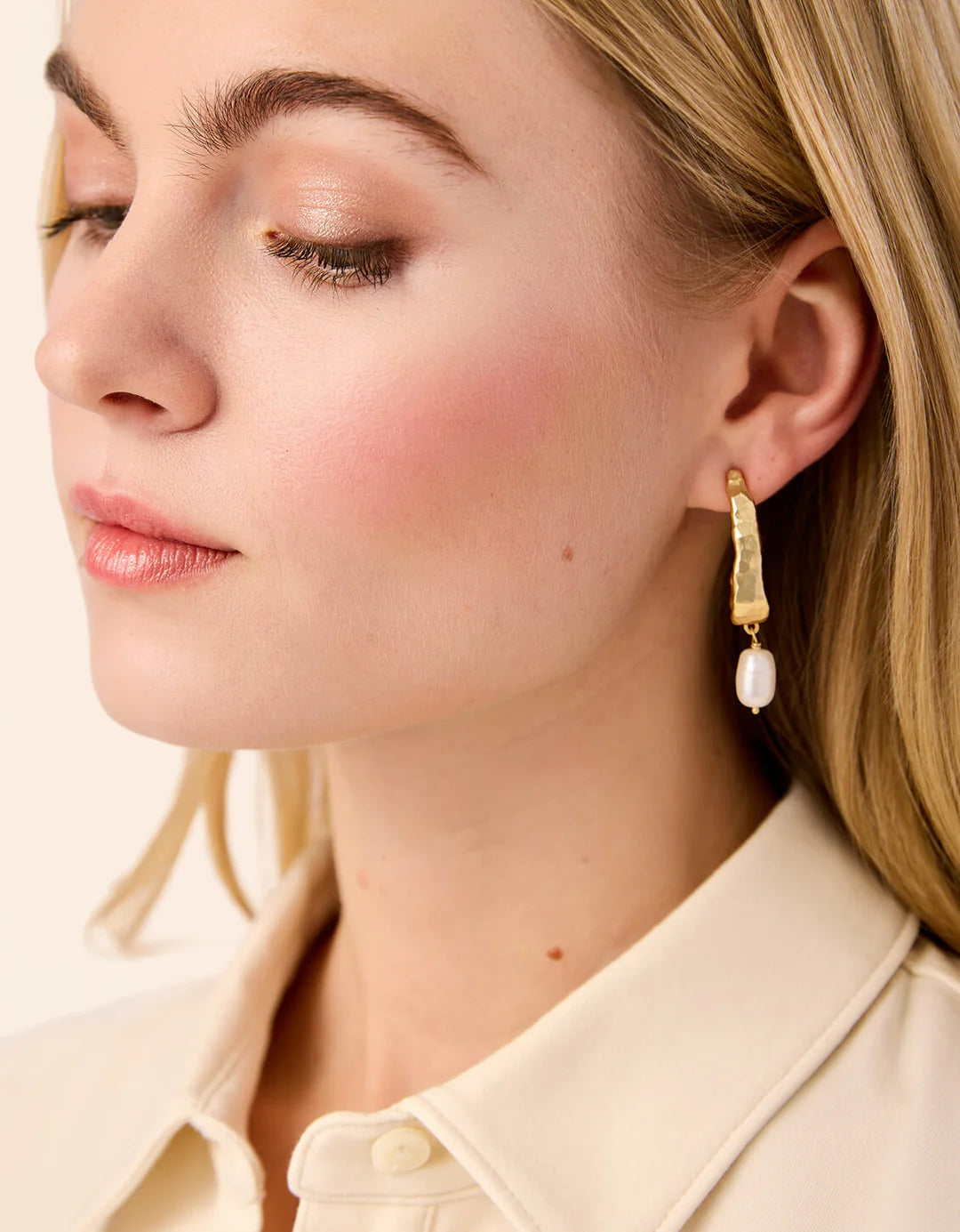 Spartina Tumbled Hoop Earrings Pearl