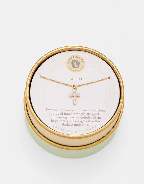 Spartina Necklace Faith/Pearl Cross