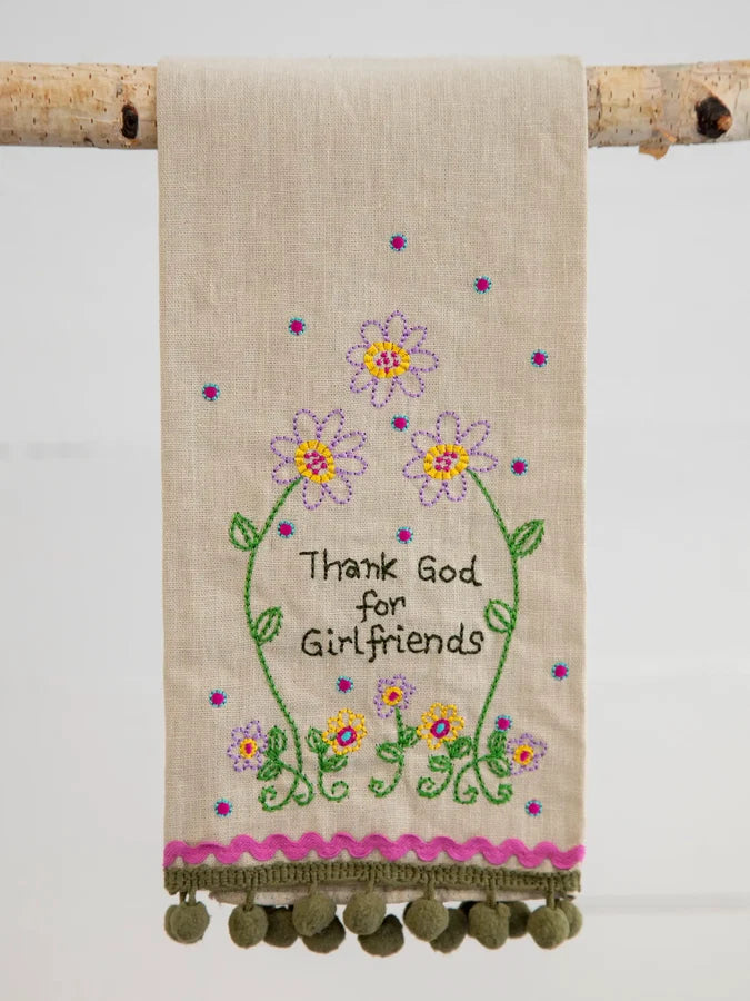 Natural Life Linen Embroidered Hand Towel