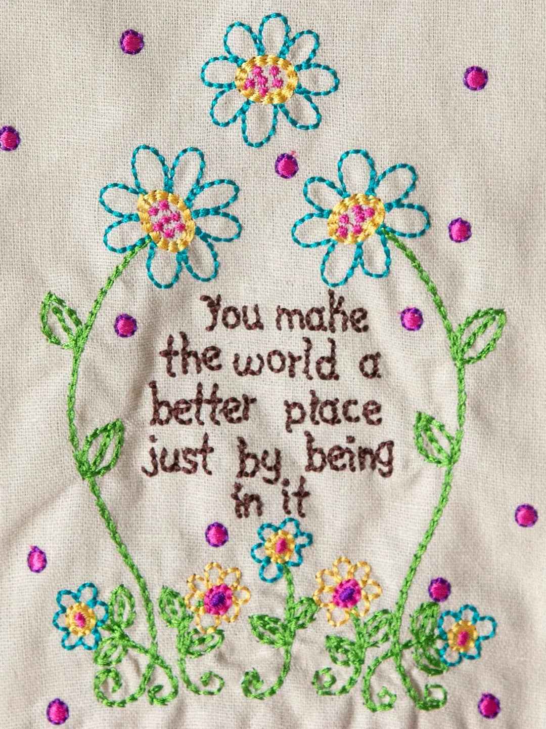 Natural Life embroidered linen hand towel — view 3
