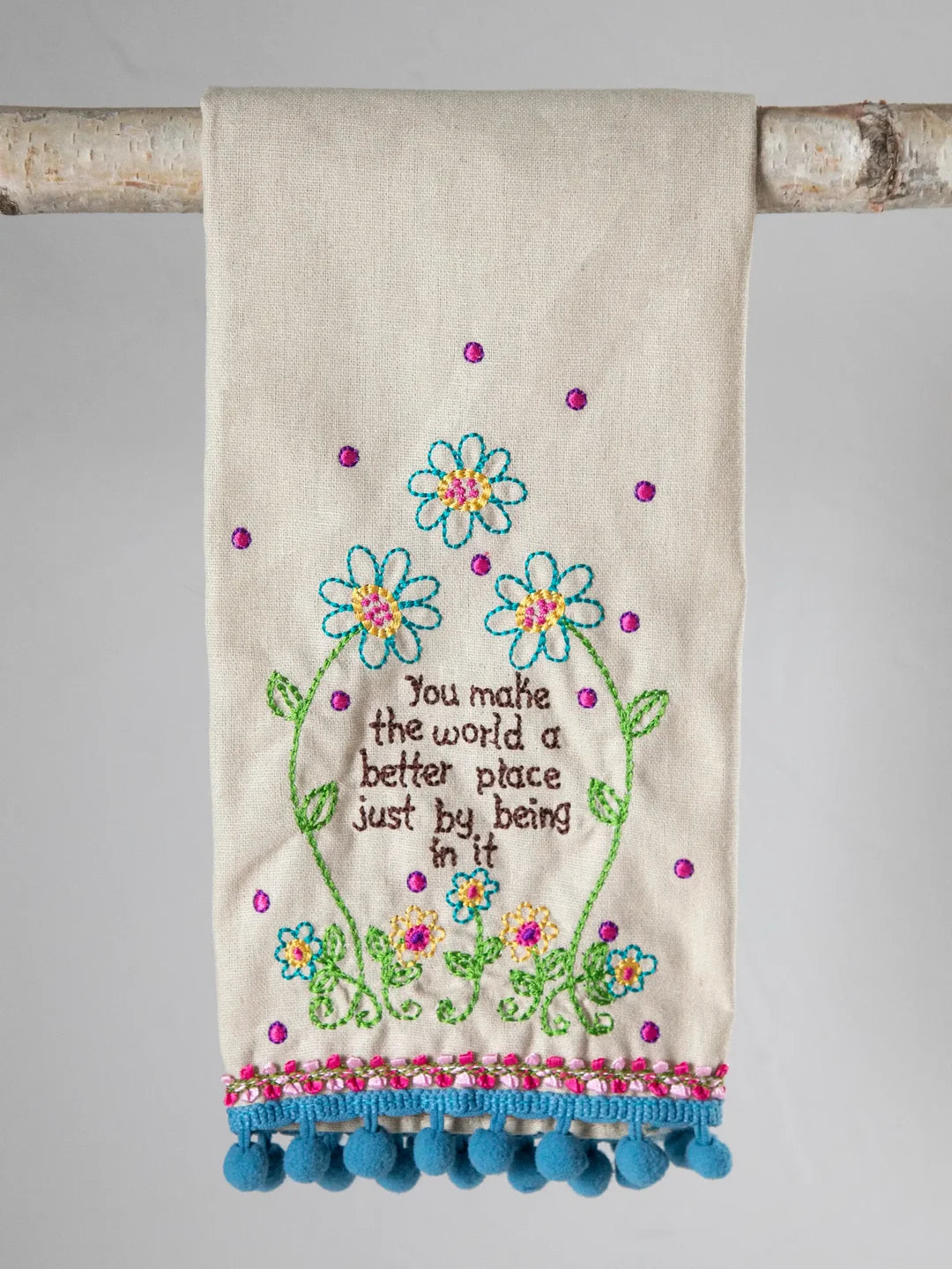 Natural Life embroidered linen hand towel — view 4