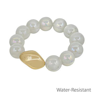 Chunky Colored & Gold Beaded Stretch Bracelet