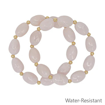 Oval Acrylic & Gold Beaded Stretch Bracelets