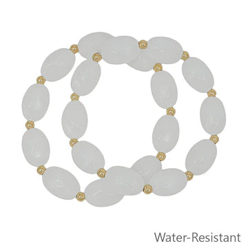 Oval Acrylic & Gold Beaded Stretch Bracelets