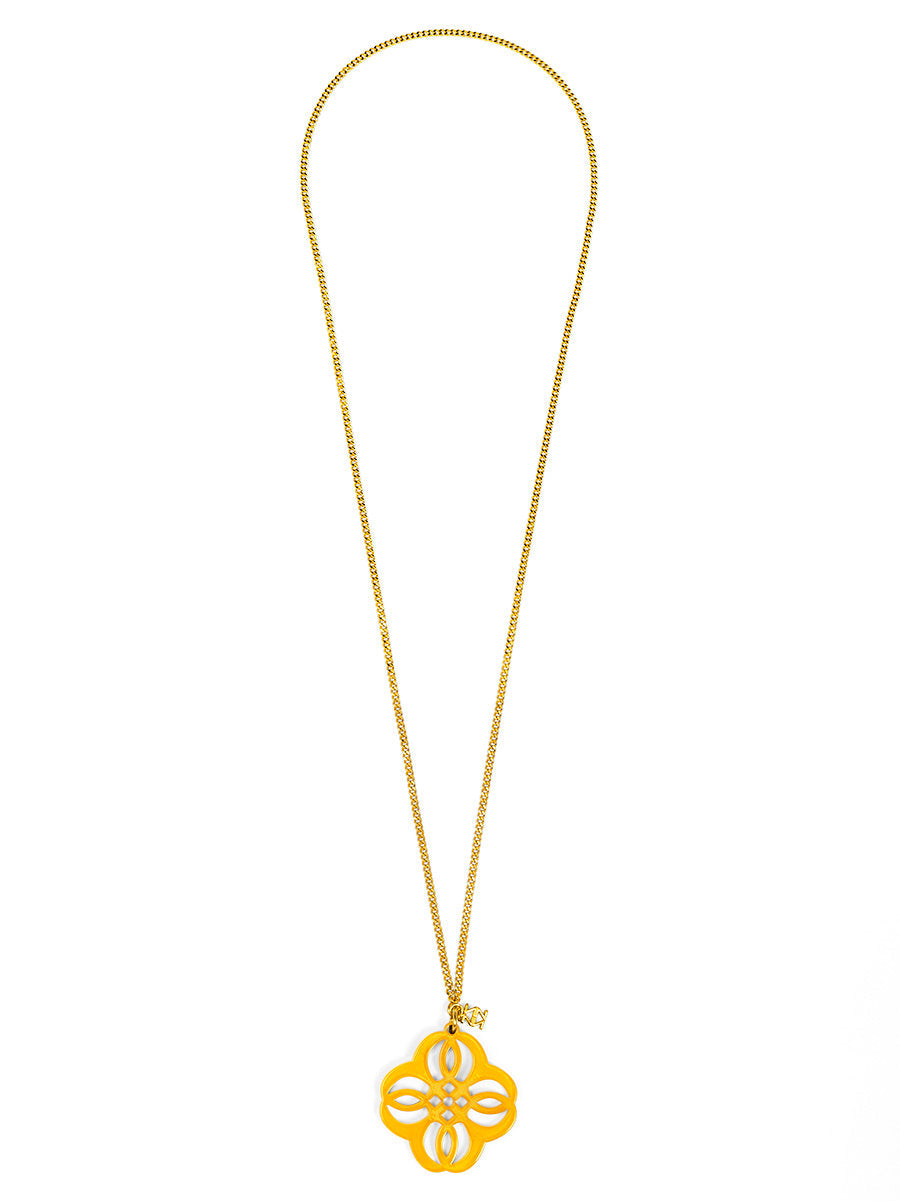 Zenzii Mandala Pendant Long Necklace in Honey