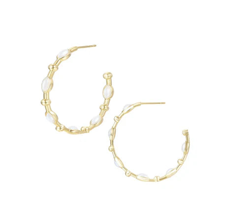 Natalie Wood Solaris Pearl Hoop Earrings - Gold
