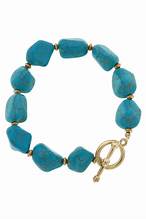 Levi Turquoise Beaded Stretch Toggle Bracelet InTurquoise & Worn Gold