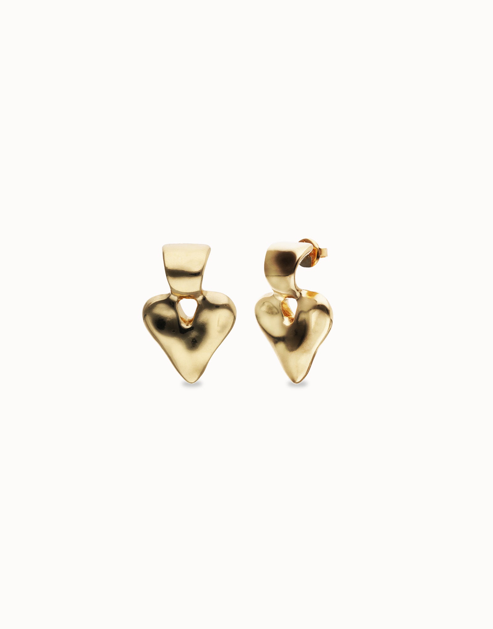 Uno de 50 Small Heart Stud Earrings - Gold