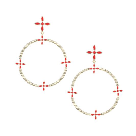 Natalie Wood Radiant Beaded Statement Earrings - Red