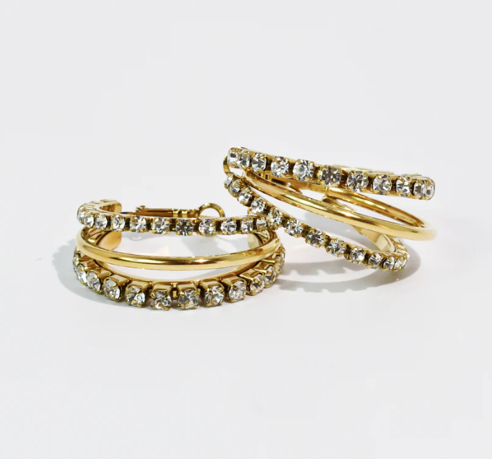 Double The Sparkle Hoop Earrings