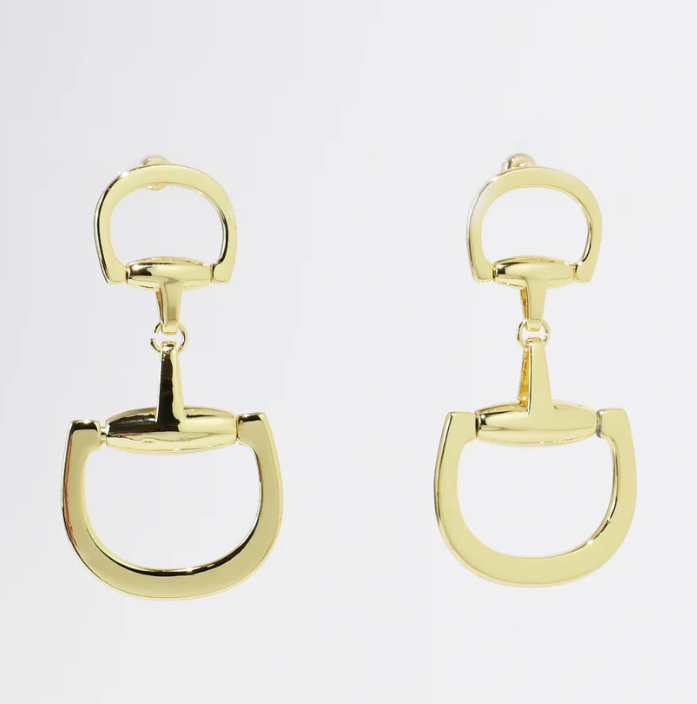 Gold Horsebit Post Earrings