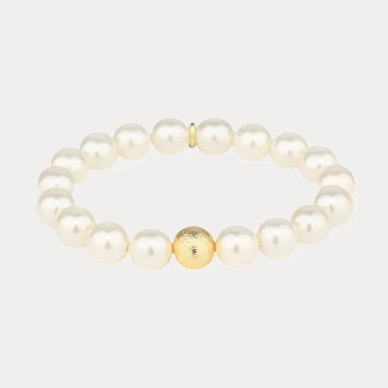 Budha Girl White Pearl Mala Beaded Bracelet