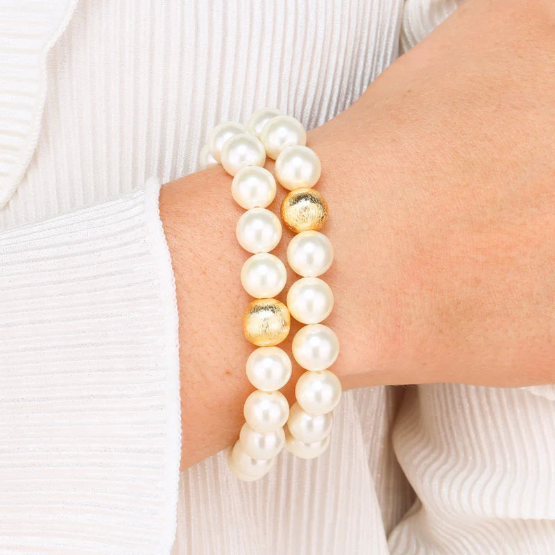 Budha Girl White Pearl Mala Beaded Bracelet