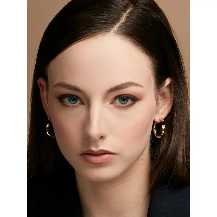 Deconstructed Crystal Round Hoop Earring