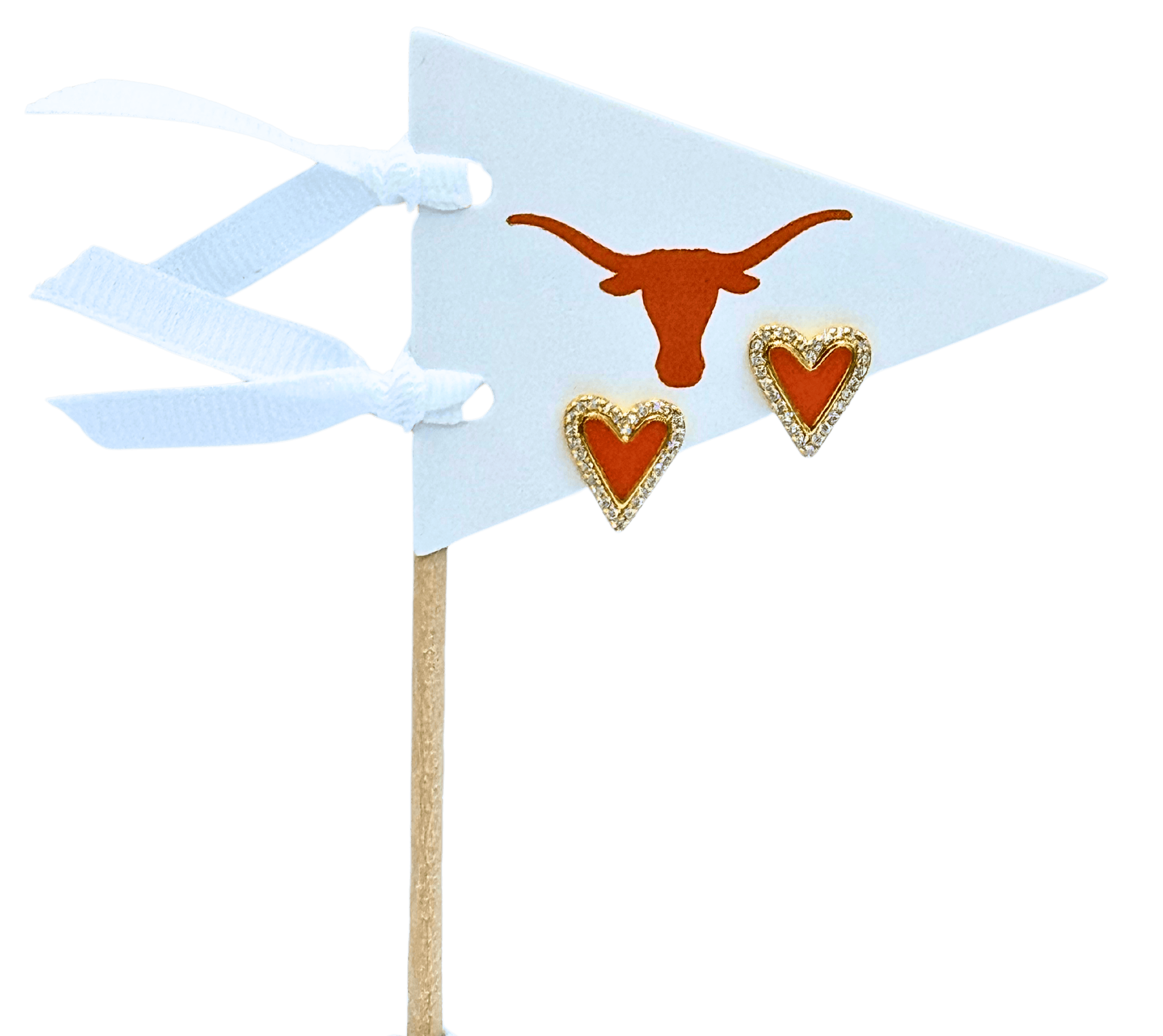 UT Heart Studs on Logo Pennant Flag