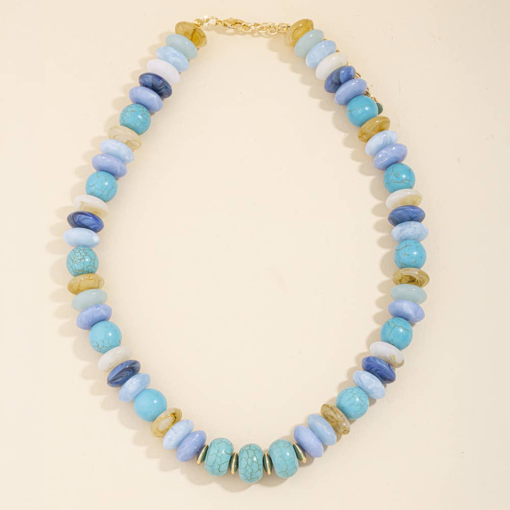 Chunky Marbled Bead Statement Necklace