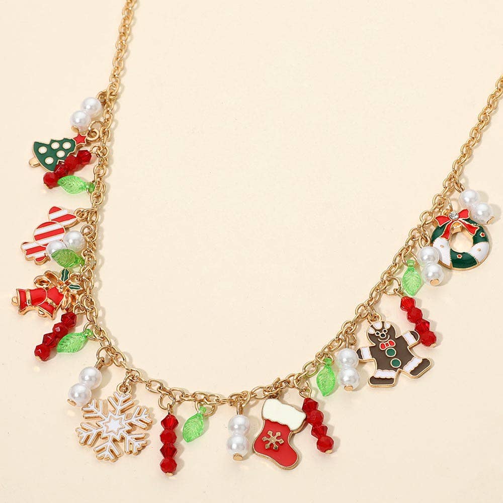 Festive Christmas Charm Embellished Necklace