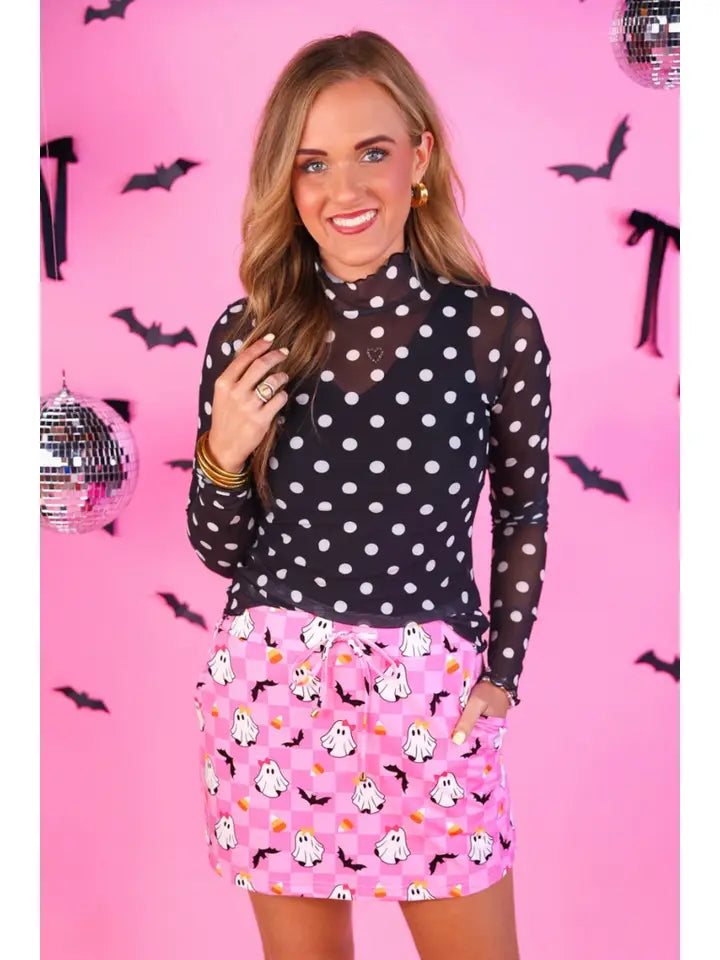 Keigan Mesh Top- After Dark Polka Dot