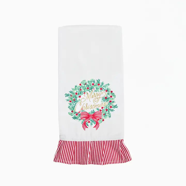 Tea Towel Merry Christmas Wreath