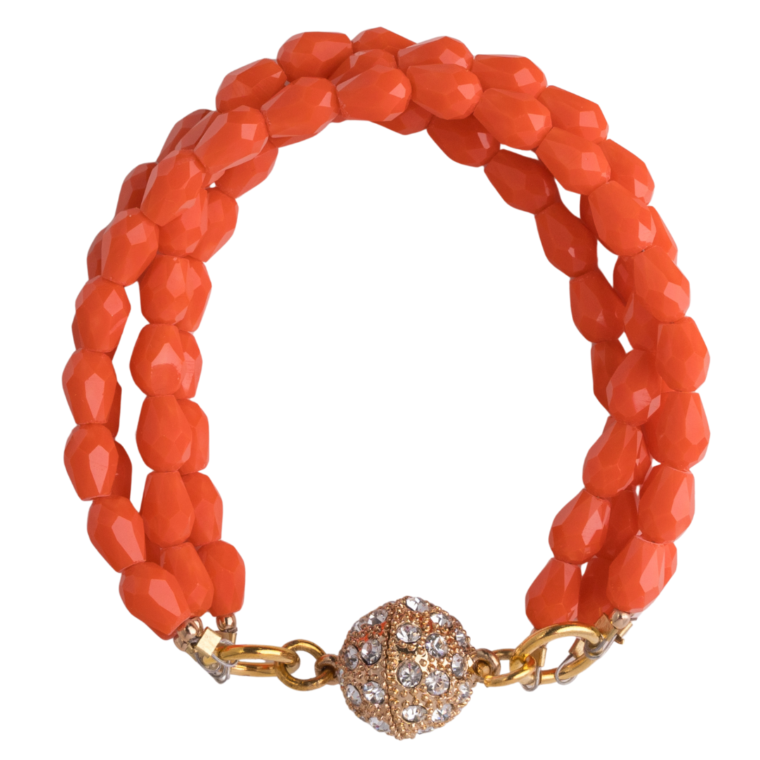 Coral Crystal Magnetic Bracelet