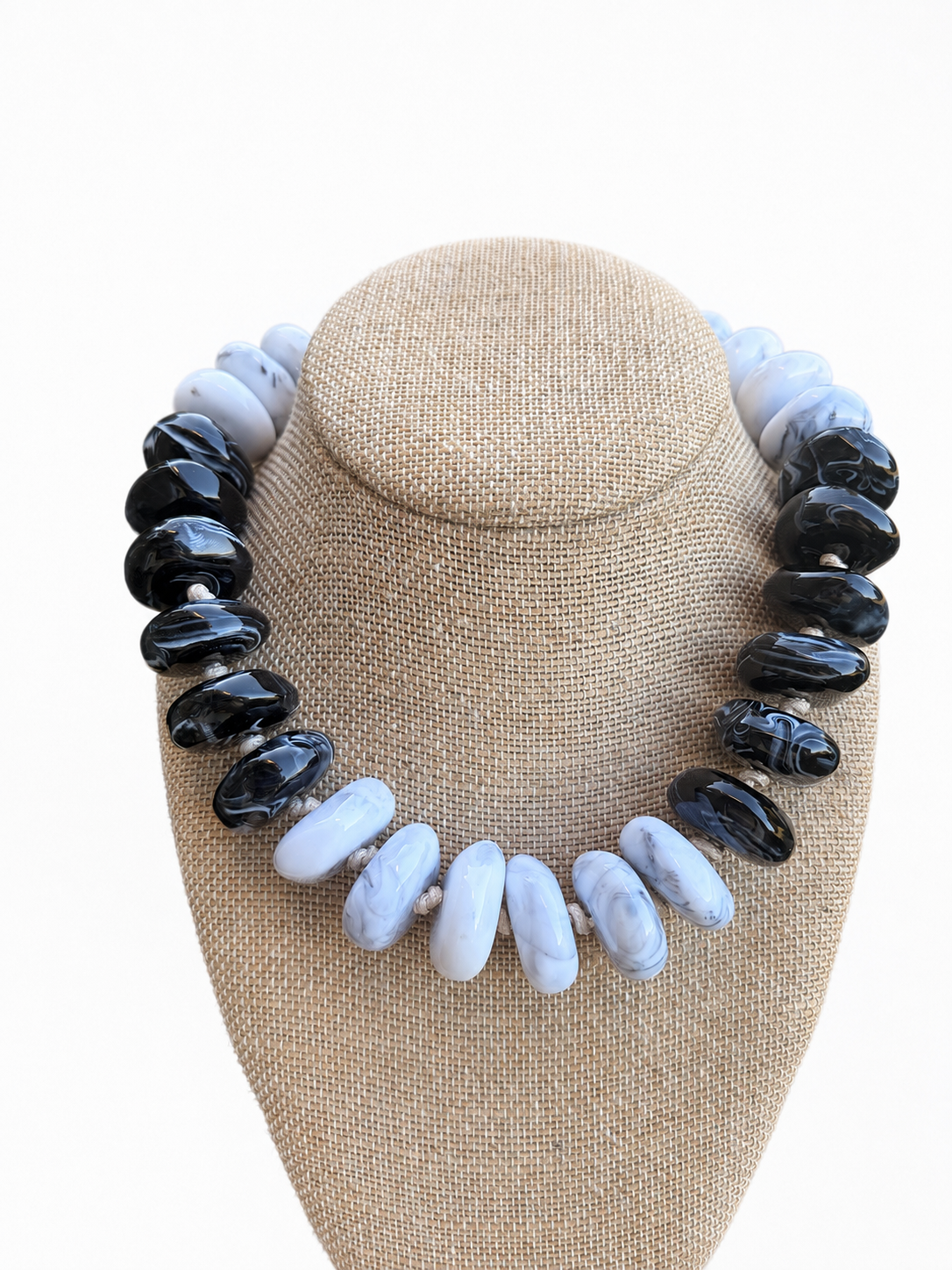 Marble Noir Chunky Rondelle Necklace