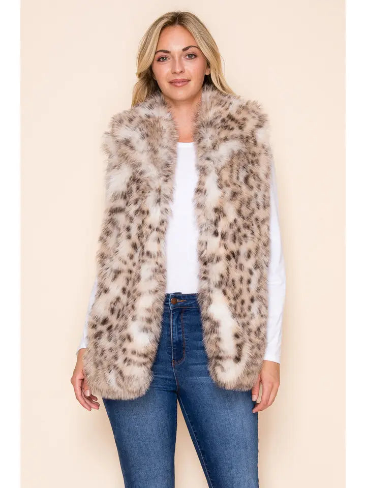 Leopard Print Minky Faux Fur Longline Vest