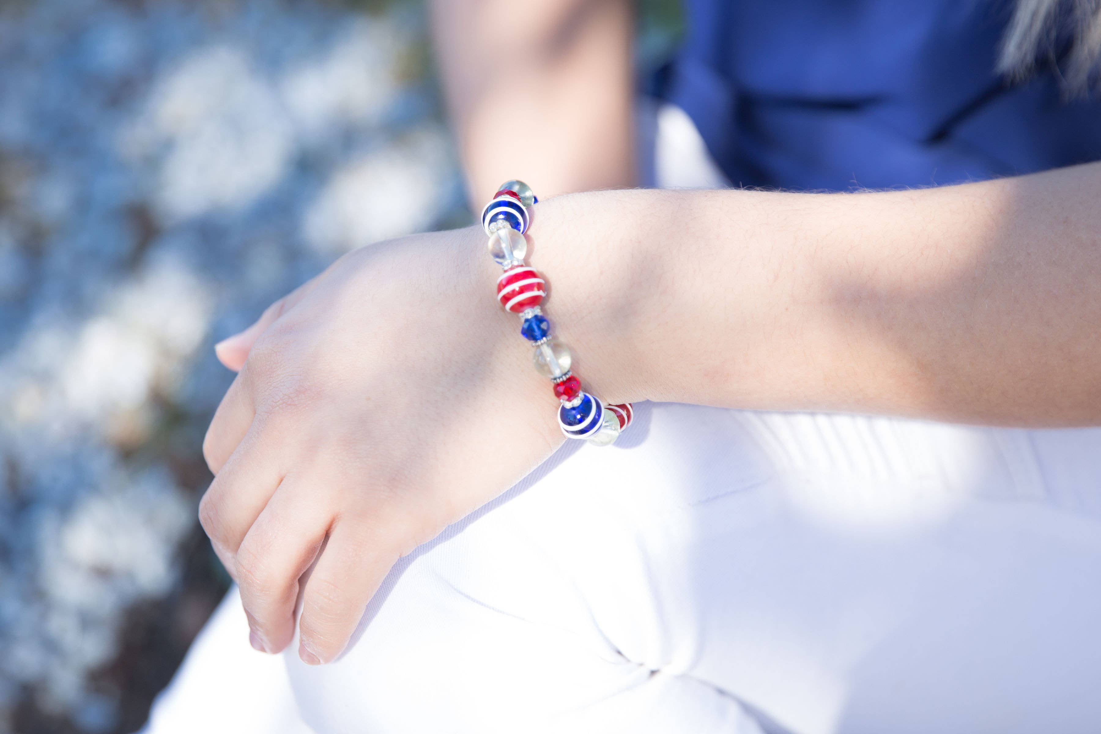 American Flag Patriotic Bracelet, 4th of July Gift for Women