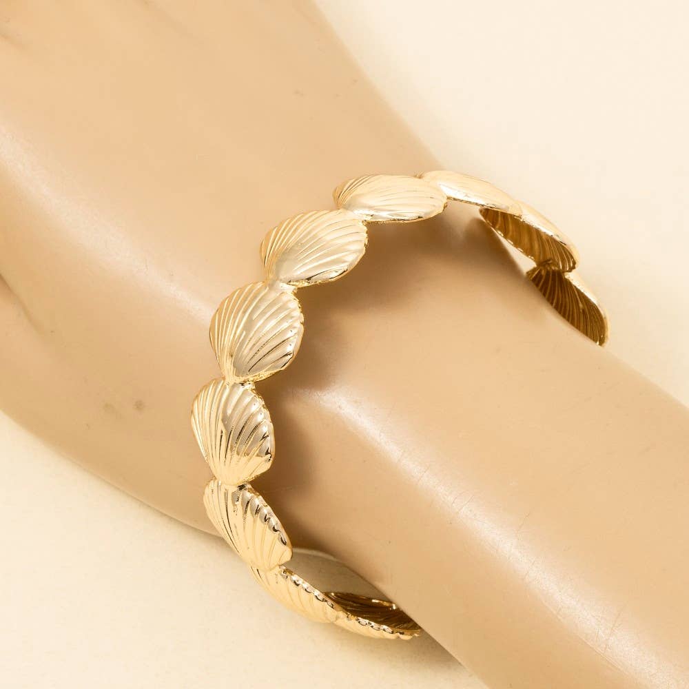 Metallic Sea Life Seashell Link Cuff Bracelet