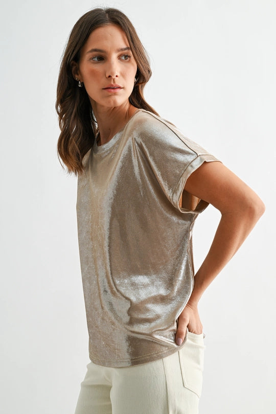 Metallic Knit Dolman Top