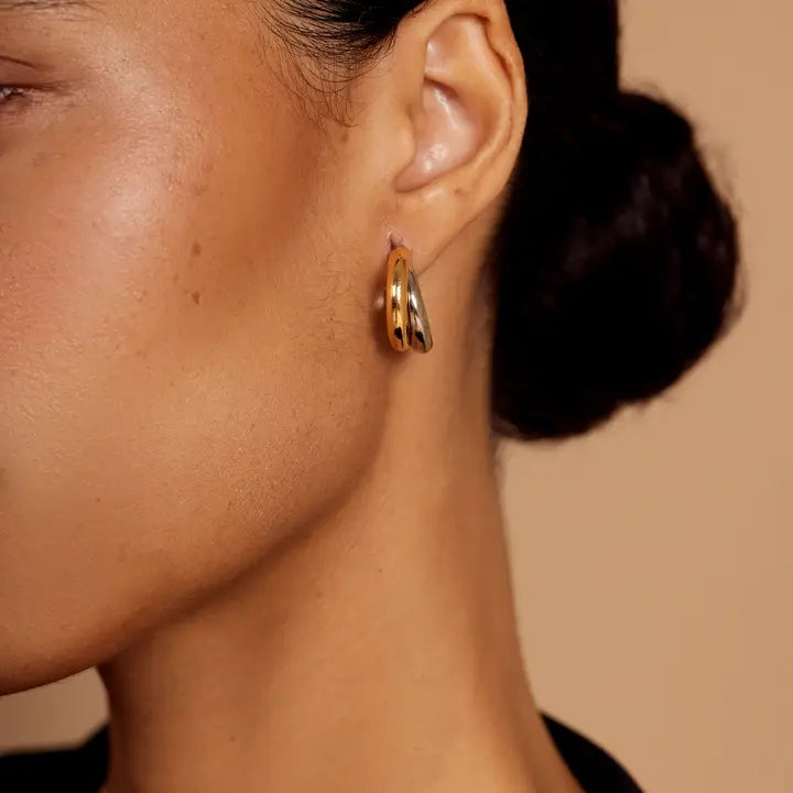 Two Tone Entwined Hoop Earring