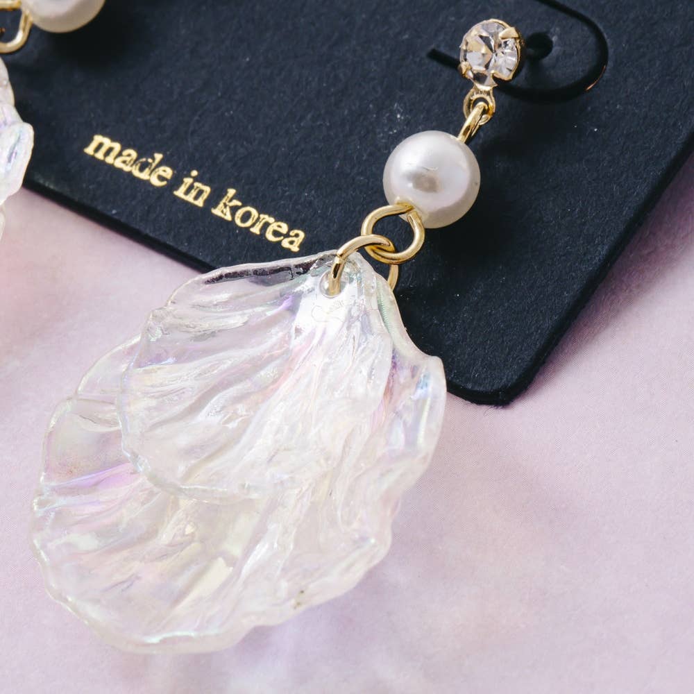 Natural Shell Layered Fan Drop Earrings