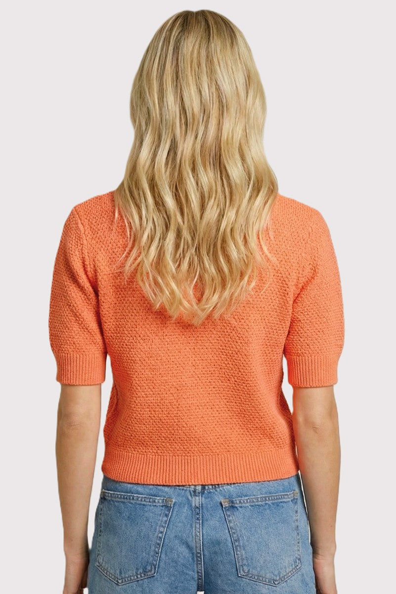 Papaya Shell Button Front Cardigan