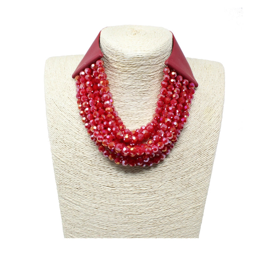 Multi 10 Strand Faceted Crystal Bead Necklace